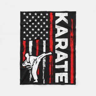 Funny Karate Design 4th Of July Usa American Flag Fleece Blanket