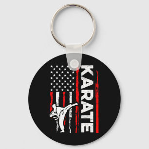 Funny Karate Design 4th Of July Usa American Flag  Keychain