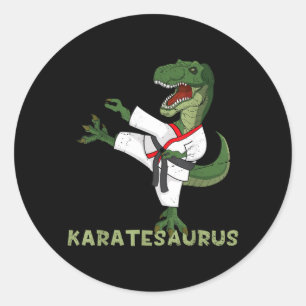 Funny Karate Dinosaur Karatesaurus T-Rex Graphic Classic Round Sticker