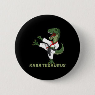 Funny Karate Dinosaur Karatesaurus T-rex Graphic K 2 Inch Round Button