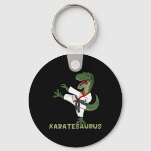 Funny Karate Dinosaur Karatesaurus T-rex Graphic K Keychain