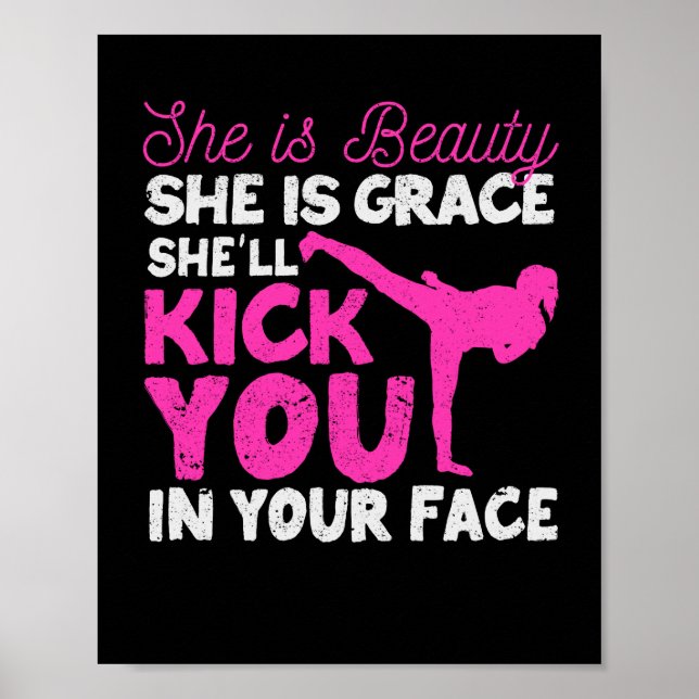 Funny Karate Girl Tae-Kwon Do She Is Beauty Poster (Front)