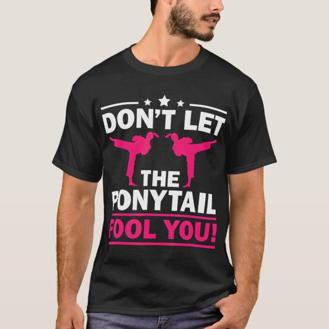 Funny Karate Girls Karate Kick Martial Art T-Shirt (Front)