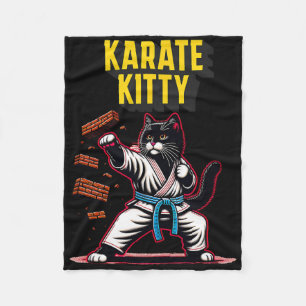 Funny Karate Kitty - Martial Arts Feline Champion Fleece Blanket
