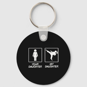 Funny Karate Mom Martial Arts Daughter Black Belt Keychain