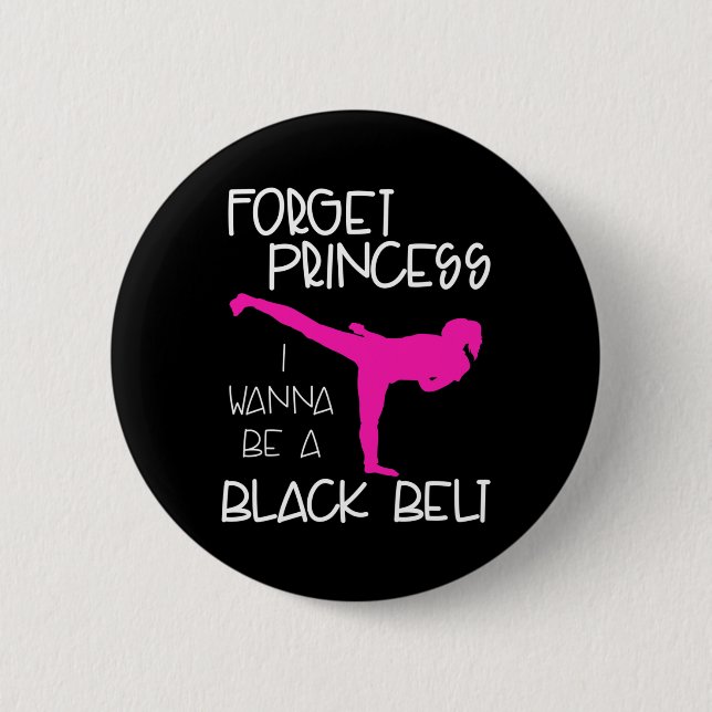 Funny Karate Shirt Girl Black Belt Martial Arts Gi 2 Inch Round Button (Front)
