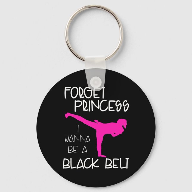 Funny Karate Shirt Girl Black Belt Martial Arts Gi Keychain (Front)