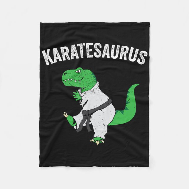 Funny Karate T Rex Dinosaur Cute Dino Martial Arts Fleece Blanket (Front)