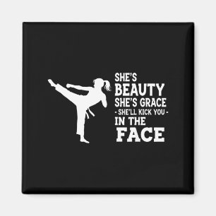Funny Karate Taekwondo Beauty Grace Kick in Face Magnet