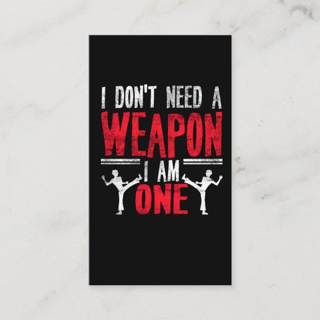 Funny Karate Taekwondo Joke Martial Arts Humour Business Card (Front)