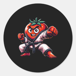 Funny Karate Tomato Design For Martial Arts Lovers Classic Round Sticker