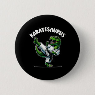 Funny Karatesaurus Dinosaur T Rex In Karate Gi Bla 2 Inch Round Button