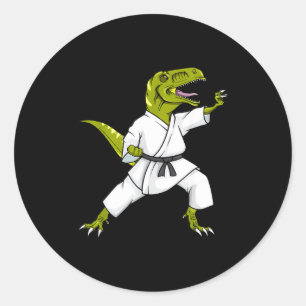Funny Karatesaurus T-rex Dinosaur Karate Samurai D Classic Round Sticker