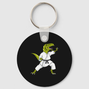 Funny Karatesaurus T-rex Dinosaur Karate Samurai D Keychain