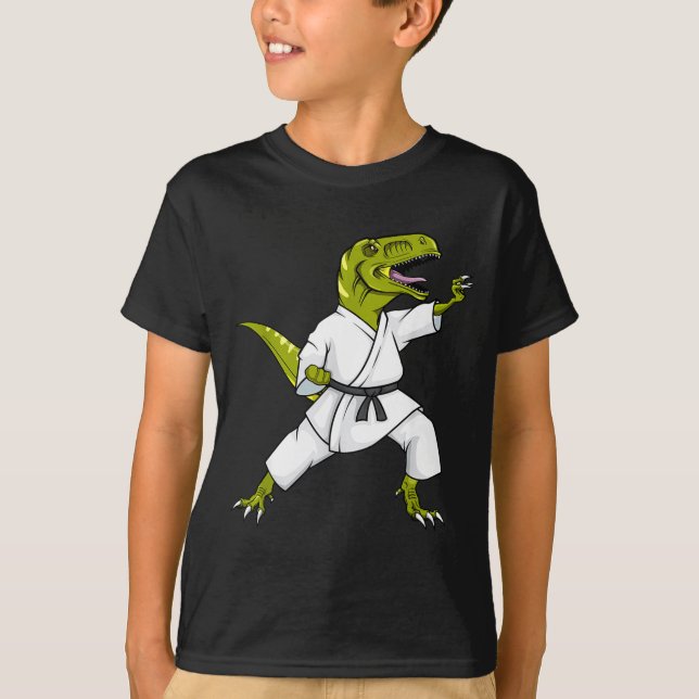 Funny Karatesaurus T-rex Dinosaur Karate Samurai D T-Shirt (Front)