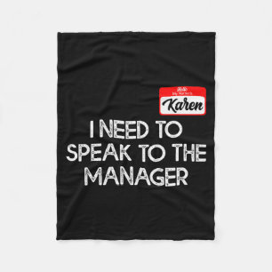Funny Karen Halloween Costume Speak To The Manager Fleece Blanket