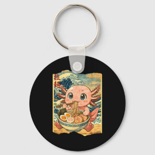 Funny Kawaii Axolotl Ramen Noodle Bowl Japanese Wa Keychain