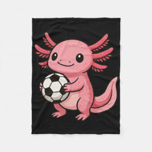 Funny Kawaii Axolotl Soccer _1 Fleece Blanket