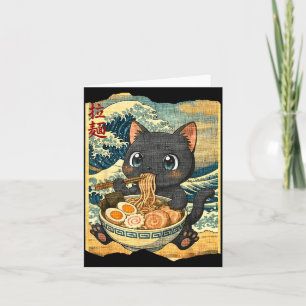 Funny Kawaii Black Cat Ramen Noodle Bowl Japanese  Card