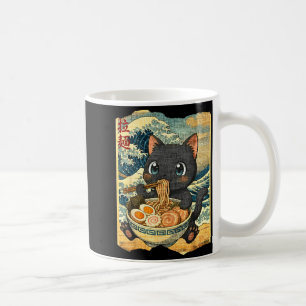 Funny Kawaii Black Cat Ramen Noodle Bowl Japanese  Coffee Mug