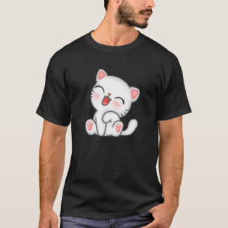 Funny Kawaii Cat Cartoon Design For Little Kids Or T-Shirt