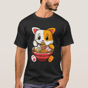 Funny Kawaii Cat Ramen Japanese Anime Animal Lover T-Shirt