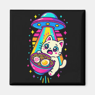 Funny Kawaii Cat Ramen Ufo Japanese Anime Women Gi Magnet