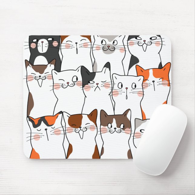 Funny Kawaii Cats Mouse Pad (With Mouse)