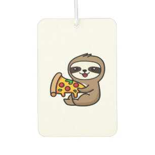 Funny Kawaii Chibi Sloth with Pizza � Cute Cartoon Air Freshener