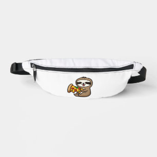 Funny Kawaii Chibi Sloth with Pizza � Cute Cartoon Fanny Pack