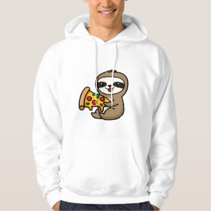 Funny Kawaii Chibi Sloth with Pizza � Cute Cartoon Hoodie