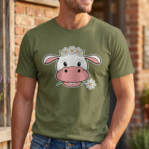 Funny Kawaii Cow - Animal Lover Graphic T-Shirt