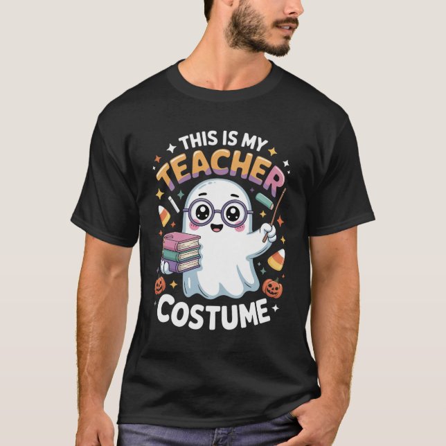 Funny Kawaii Ghost – Cute Teacher Halloween Costum T-Shirt (Front)