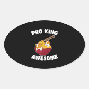 Funny Kawaii Hamster With Awesome Noodles Oval Sticker