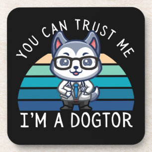 Funny Kawaii Husky Dog Doctor Coaster