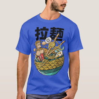 Funny Kawaii Monkey Ramen Noodles Food Japanese cu T-Shirt