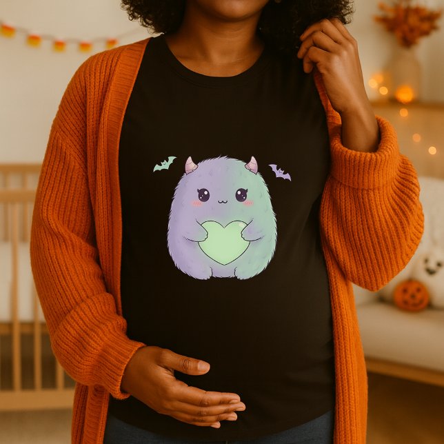 Funny Kawaii Monster Pregnancy Cute Halloween  T-Shirt (Creator Uploaded)