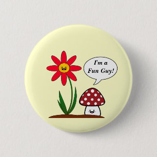 Funny Kawaii Mushroom 2 Inch Round Button