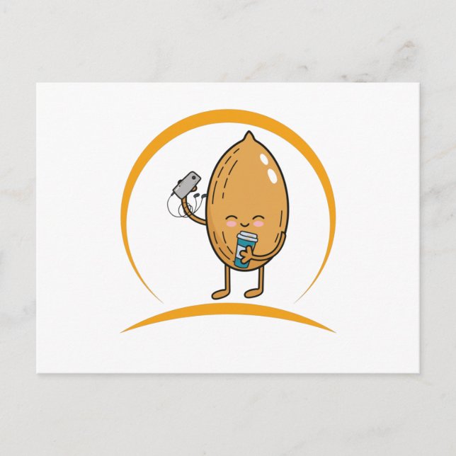Funny Kawaii Peanut Coffee Music Postcard (Front)
