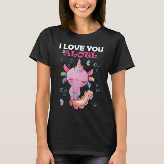 Funny kawaii pink axolotl valentine T-Shirt