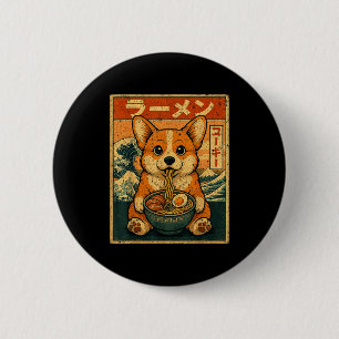 Funny Kawaii Ramen Corgi Japanese Noodles Corgi Ea 2 Inch Round Button