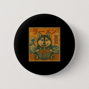 Funny Kawaii Ramen Husky Japanese Noodles Husky Ea 2 Inch Round Button