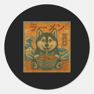 Funny Kawaii Ramen Husky Japanese Noodles Husky Ea Classic Round Sticker