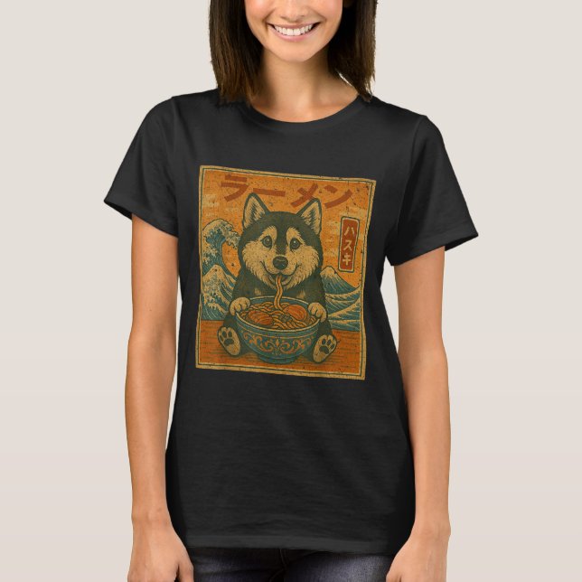 Funny Kawaii Ramen Husky Japanese Noodles Husky Ea T-Shirt (Front)