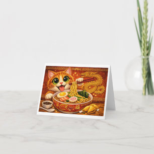 Funny Kawaii Ramen Noodles Cat Art                 Thank You Card