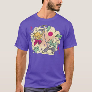 Funny Kawaii Samurai Cat humour print for ninja lo T-Shirt