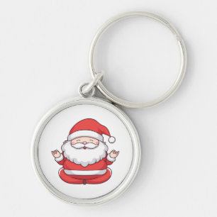 Funny Kawaii Santa Yoga Meditation Keychain