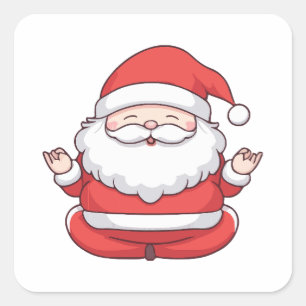 Funny Kawaii Santa Yoga Meditation Square Sticker