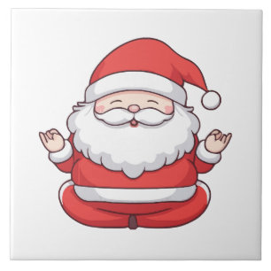 Funny Kawaii Santa Yoga Meditation Tile