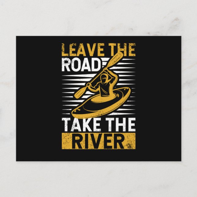 Funny kayak kayaker leave the road postcard (Front)